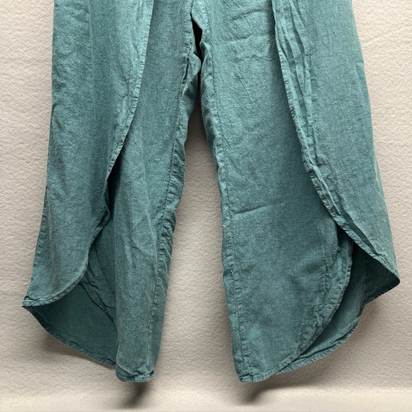 Patagonia Garden Island Cropped Wide Leg Pants Womens M Teal Hemp Blend Boho - Picture 2 of 16